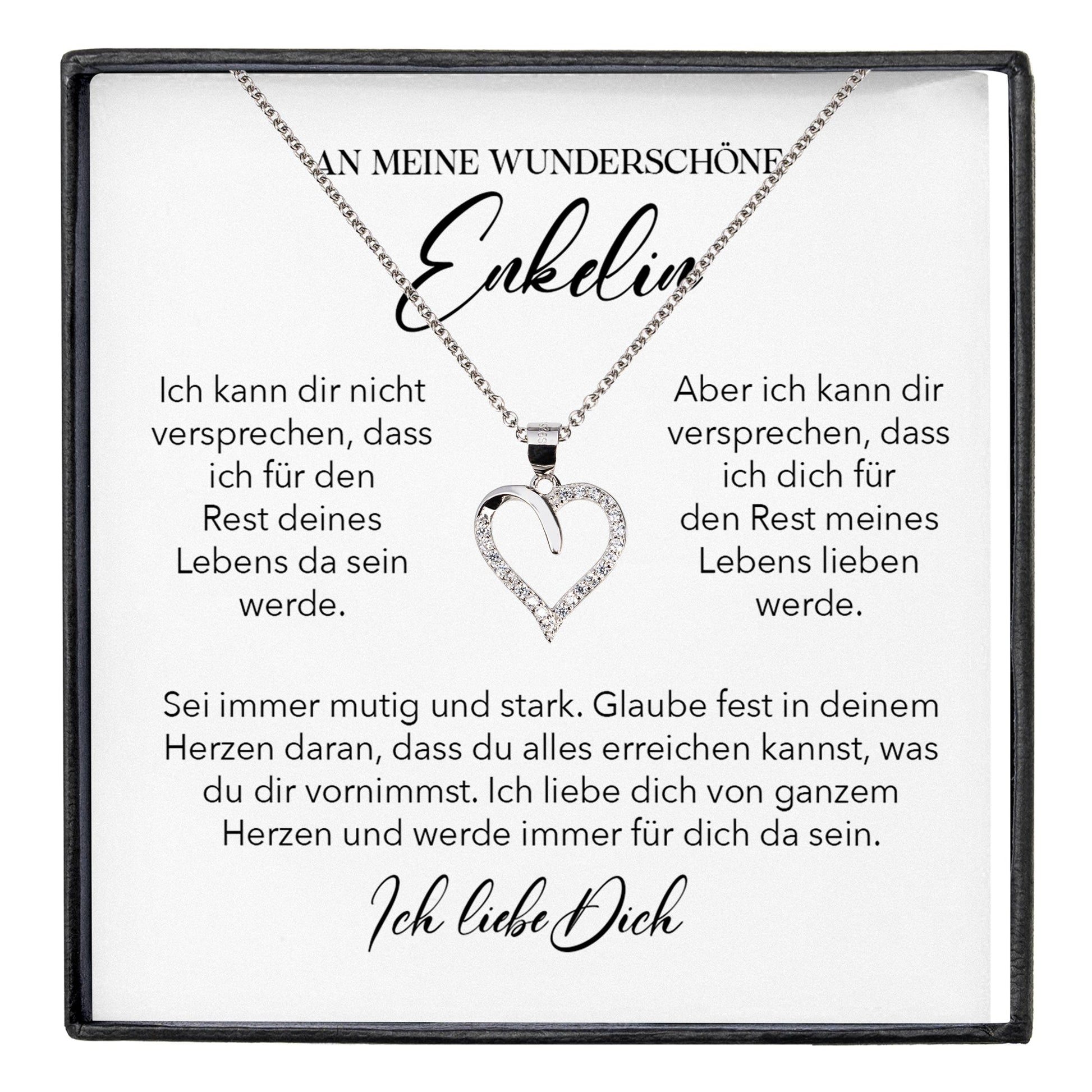 22Feels® Wunderschöne Enkelin Geschenk Silber 925/000 Herz Halskette mit Karte Mädchen Frauen Schmuck Enkelkind Geburtstag Damen Weihnachten Firmung Konfirmation-Schmuck mit Botschaftskarte - Herz21-22Feels