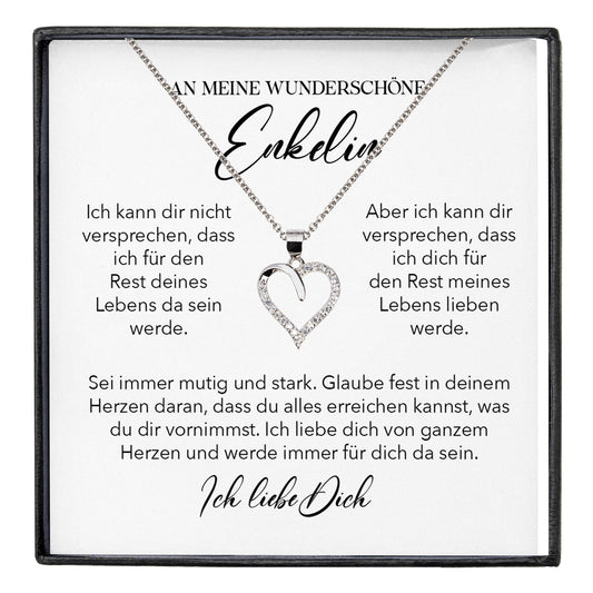 22Feels® Wunderschöne Enkelin Geschenk Silber 925/000 Herz Halskette mit Karte Mädchen Frauen Schmuck Enkelkind Geburtstag Damen Weihnachten Firmung Konfirmation-Schmuck mit Botschaftskarte - Herz21-22Feels