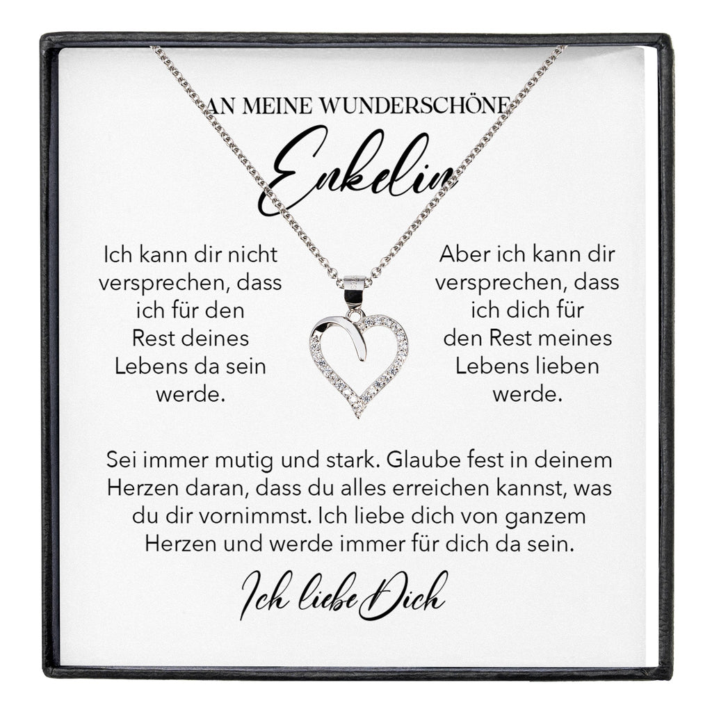 22Feels® Wunderschöne Enkelin Geschenk Silber 925/000 Herz Halskette mit Karte Mädchen Frauen Schmuck Enkelkind Geburtstag Damen Weihnachten Firmung Konfirmation-Schmuck mit Botschaftskarte - Herz21-22Feels