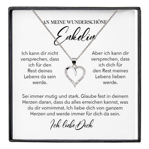 22Feels® Wunderschöne Enkelin Geschenk Silber 925/000 Herz Halskette mit Karte Mädchen Frauen Schmuck Enkelkind Geburtstag Damen Weihnachten Firmung Konfirmation-Schmuck mit Botschaftskarte - Herz21-22Feels