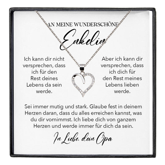 22Feels® Enkelin Geschenk von Opa Silber 925/000 Herz Halskette mit Karte Mädchen Frauen Schmuck Enkelkind Geburtstag Damen Weihnachten Firmung Konfirmation-Schmuck mit Botschaftskarte - Herz21-22Feels