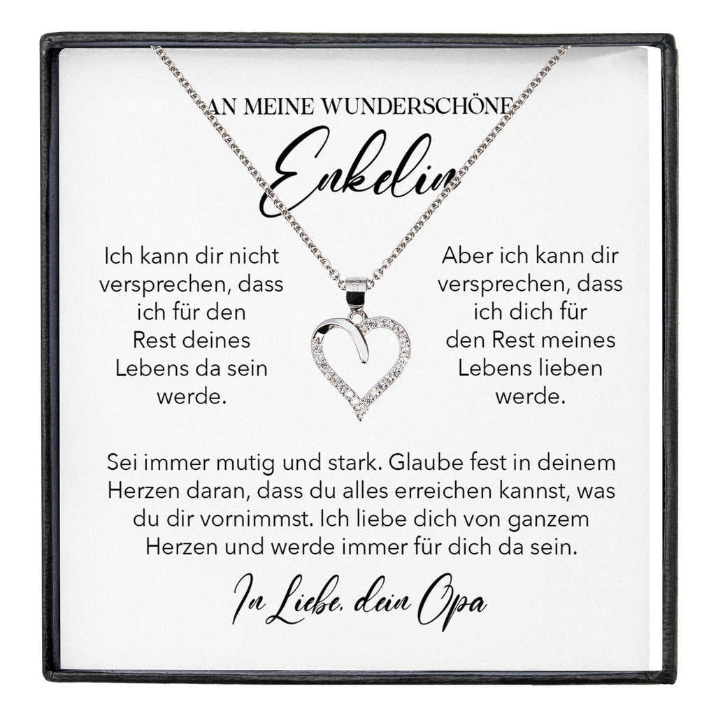 22Feels® Enkelin Geschenk von Opa Silber 925/000 Herz Halskette mit Karte Mädchen Frauen Schmuck Enkelkind Geburtstag Damen Weihnachten Firmung Konfirmation-Schmuck mit Botschaftskarte - Herz21-22Feels