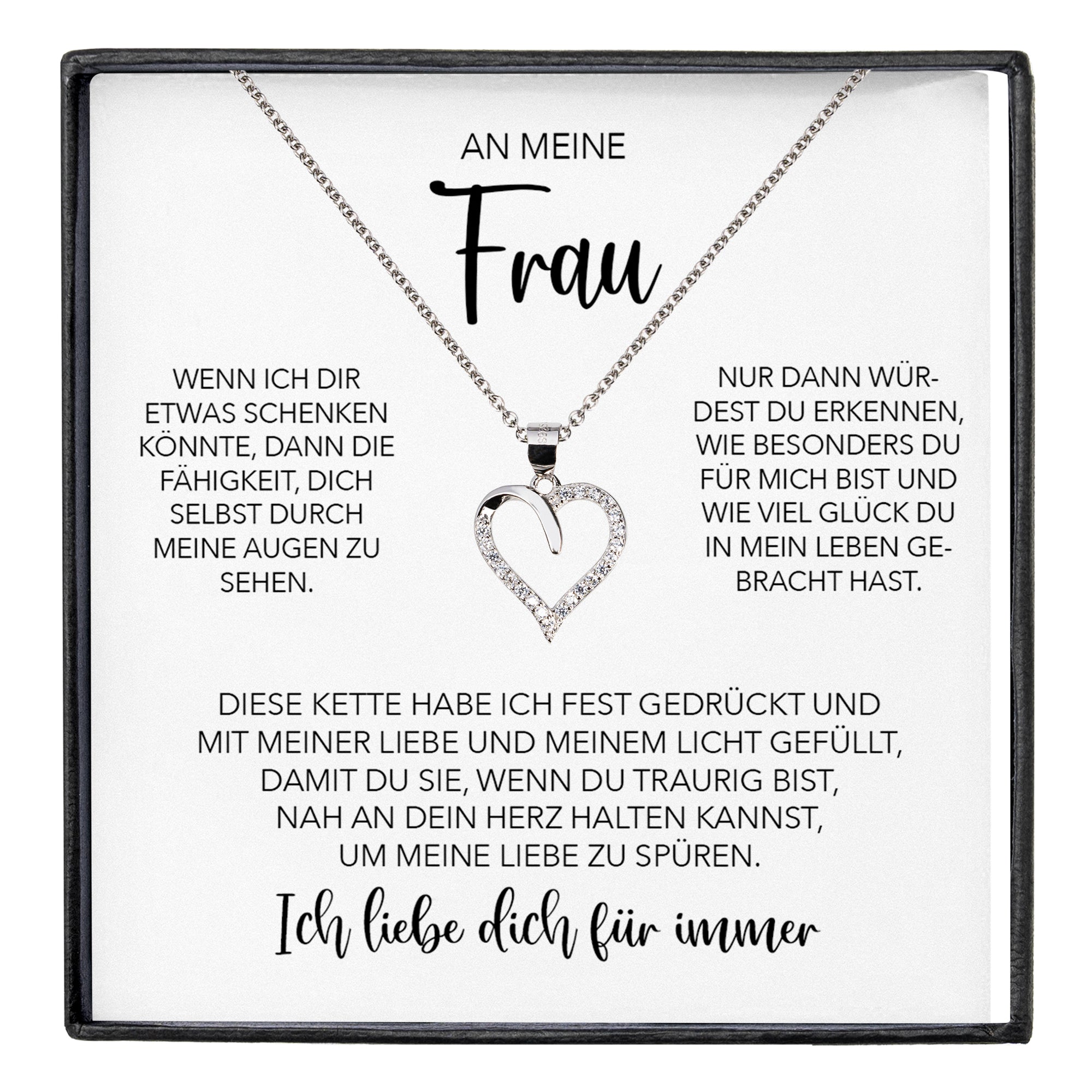 22Feels® Ehefrau Geschenk Ich Liebe Dich Schmuck Silber 925/000 Frauen Herz Halskette Valentinstag Schatz Hochzeitstag Damen Collier Ehejubiläum-Schmuck mit Botschaftskarte - Herz21-22Feels