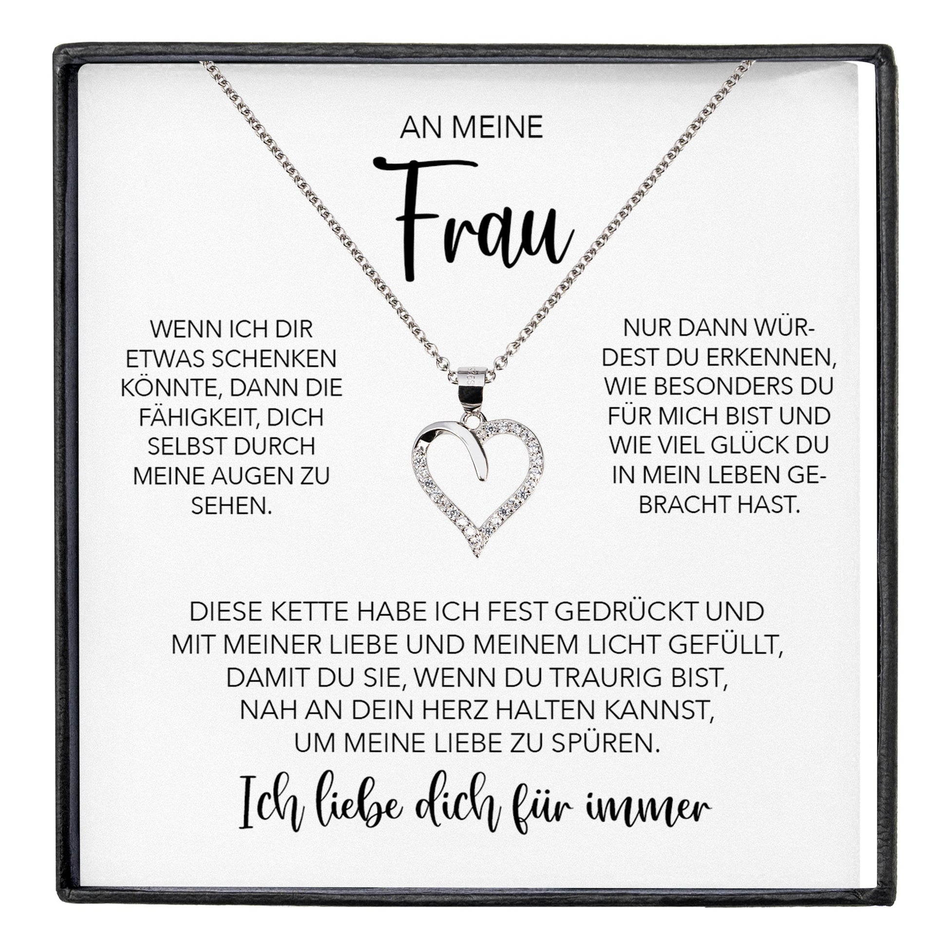 22Feels® Ehefrau Geschenk Ich Liebe Dich Schmuck Silber 925/000 Frauen Herz Halskette Valentinstag Schatz Hochzeitstag Damen Collier Ehejubiläum-Schmuck mit Botschaftskarte - Herz21-22Feels