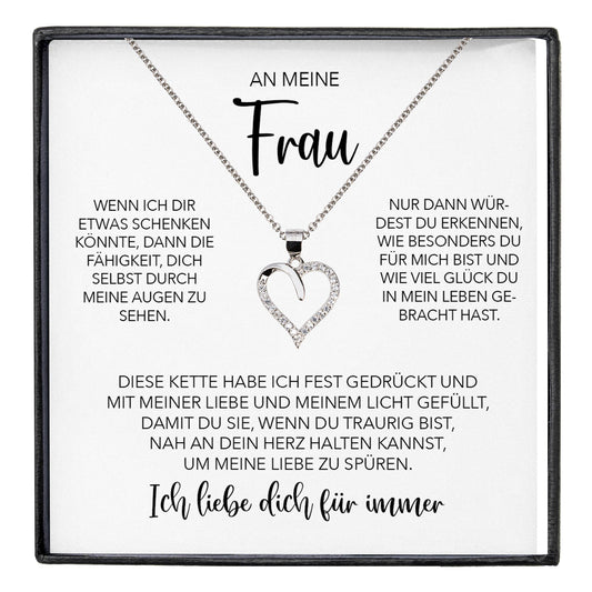22Feels® Ehefrau Geschenk Ich Liebe Dich Schmuck Silber 925/000 Frauen Herz Halskette Valentinstag Schatz Hochzeitstag Damen Collier Ehejubiläum-Schmuck mit Botschaftskarte - Herz21-22Feels