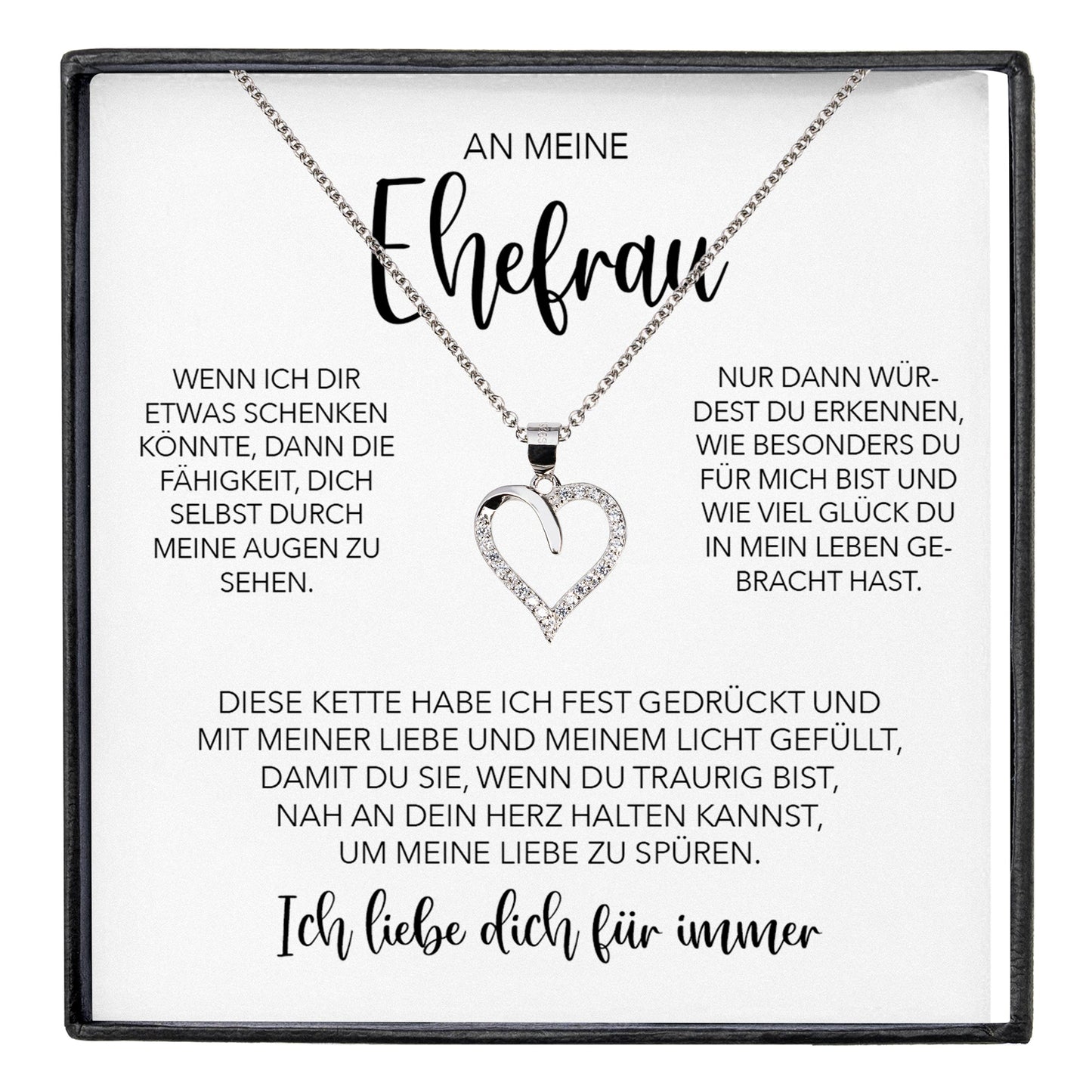 22Feels® Ehefrau Geschenk Ich Liebe Dich Schmuck Silber 925/000 Frauen Herz Halskette Valentinstag Schatz Hochzeitstag Damen Collier Ehejubiläum-Schmuck mit Botschaftskarte - Herz21-22Feels