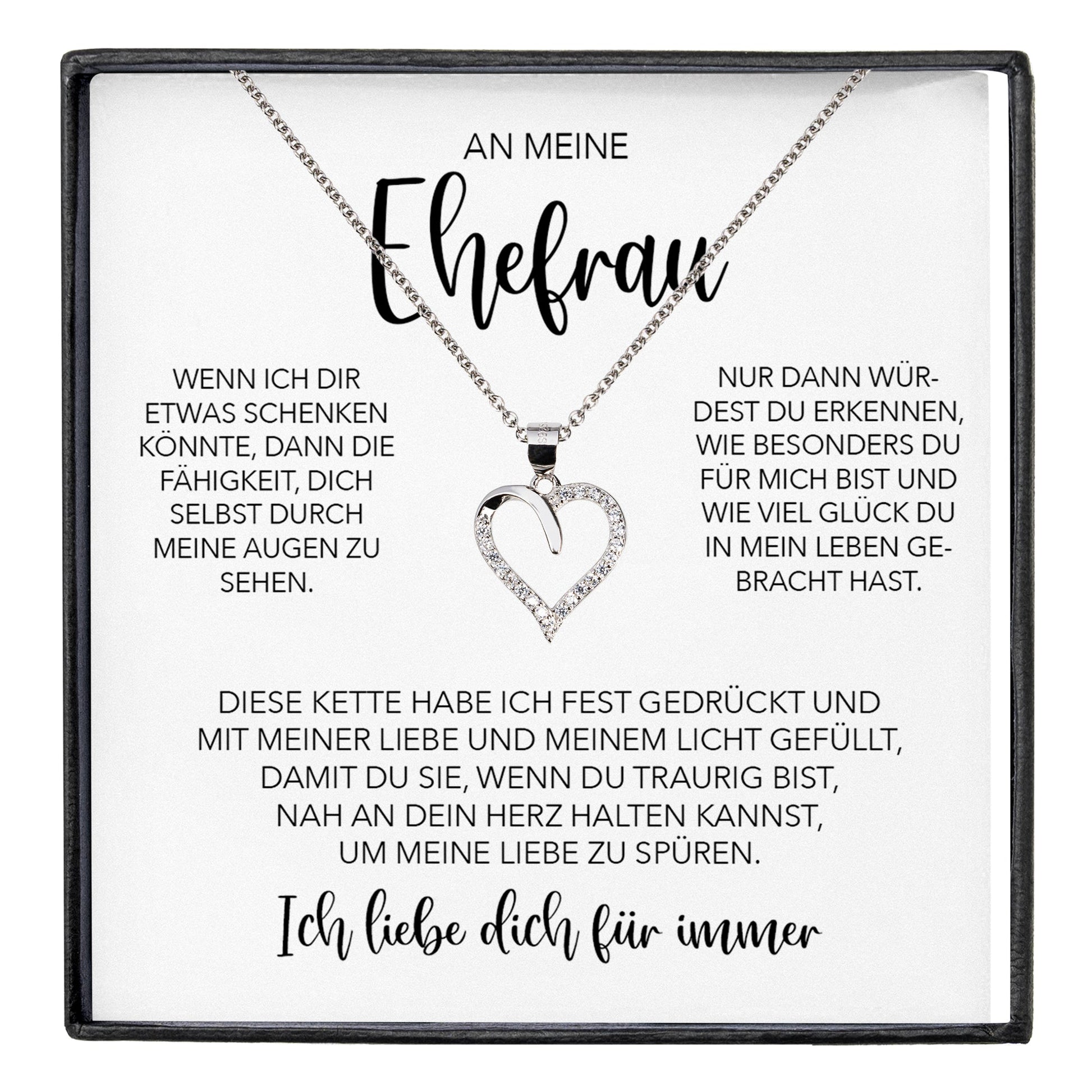 22Feels® Ehefrau Geschenk Ich Liebe Dich Schmuck Silber 925/000 Frauen Herz Halskette Valentinstag Schatz Hochzeitstag Damen Collier Ehejubiläum-Schmuck mit Botschaftskarte - Herz21-22Feels