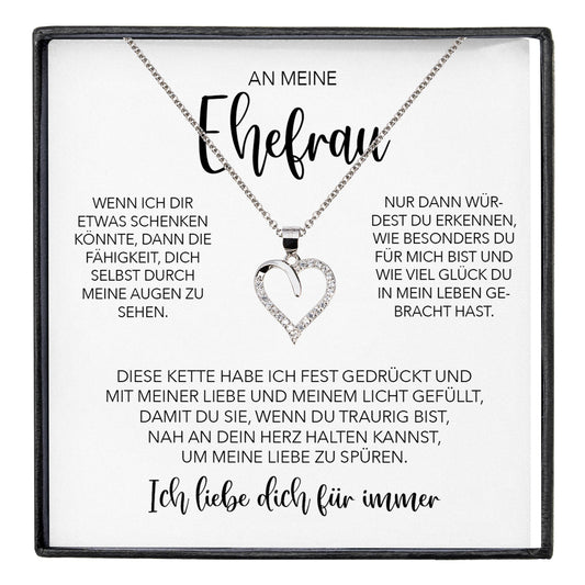 22Feels® Ehefrau Geschenk Ich Liebe Dich Schmuck Silber 925/000 Frauen Herz Halskette Valentinstag Schatz Hochzeitstag Damen Collier Ehejubiläum-Schmuck mit Botschaftskarte - Herz21-22Feels