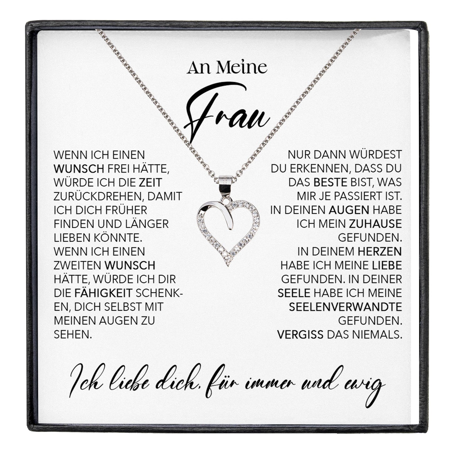 22Feels® Ehefrau Geschenk Ich Liebe Dich Schmuck Silber 925/000 Frauen Herz Halskette Valentinstag Schatz Hochzeitstag Damen Collier Ehejubiläum-Schmuck mit Botschaftskarte - Herz21-22Feels