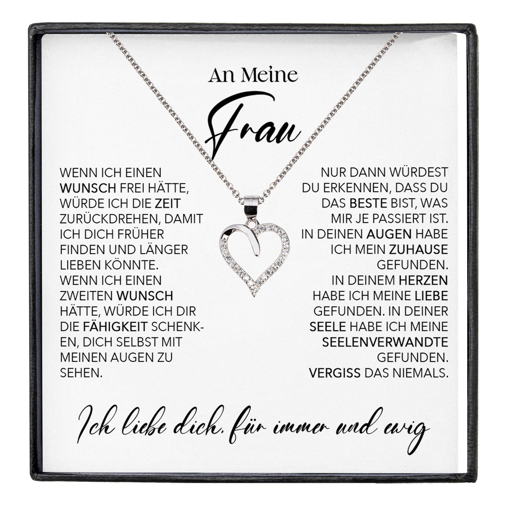 22Feels® Ehefrau Geschenk Ich Liebe Dich Schmuck Silber 925/000 Frauen Herz Halskette Valentinstag Schatz Hochzeitstag Damen Collier Ehejubiläum-Schmuck mit Botschaftskarte - Herz21-22Feels