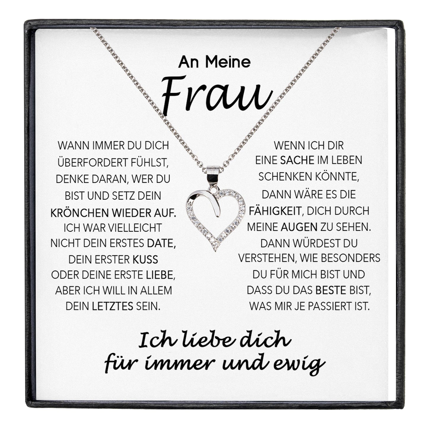 22Feels® Ehefrau Geschenk Ich Liebe Dich Schmuck Silber 925/000 Frauen Herz Halskette Valentinstag Schatz Hochzeitstag Damen Collier Ehejubiläum-Schmuck mit Botschaftskarte - Herz21-22Feels