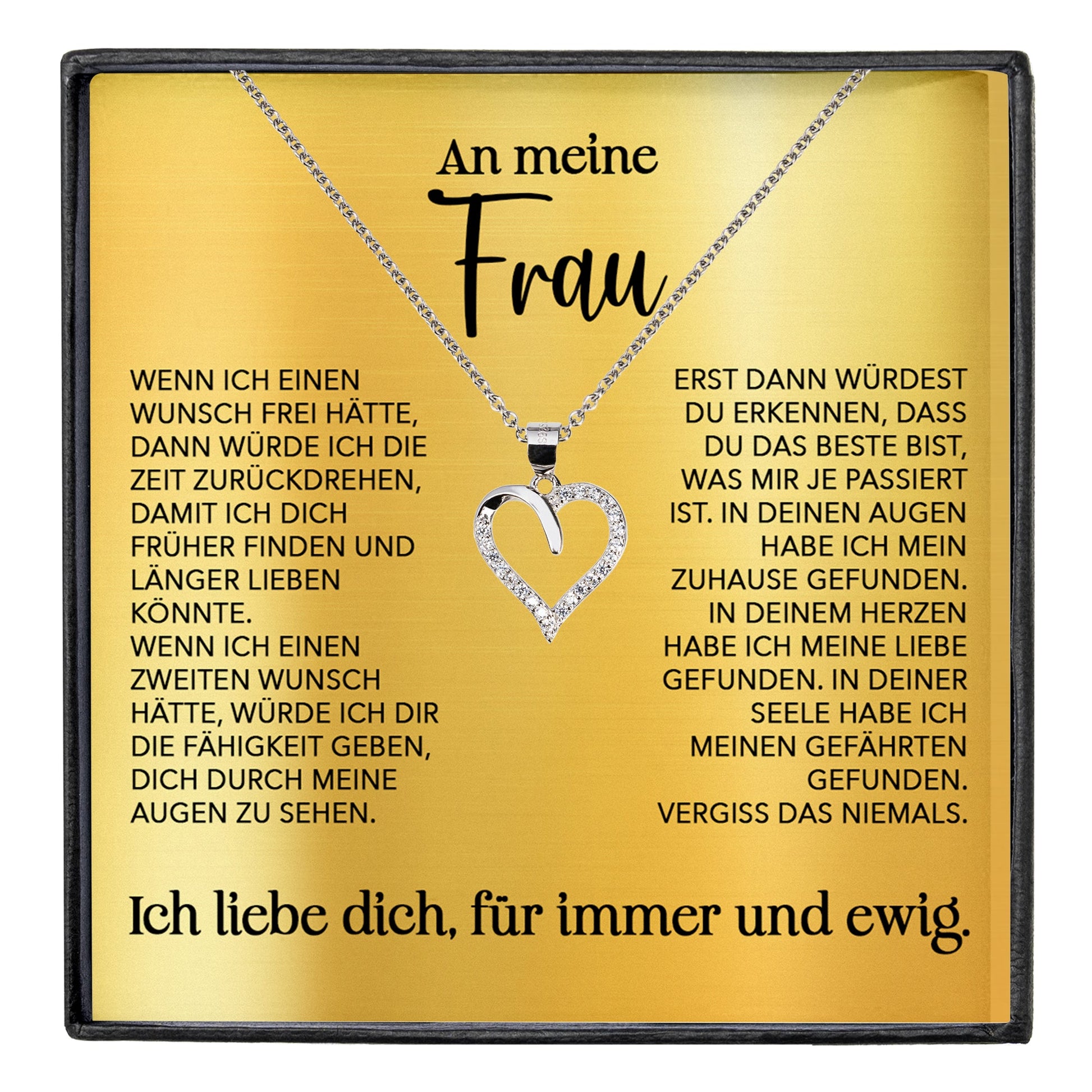 22Feels® Ehefrau Geschenk Ich Liebe Dich Schmuck Silber 925/000 Frauen Herz Halskette Valentinstag Schatz Hochzeitstag Damen Collier Ehejubiläum-Schmuck mit Botschaftskarte - Herz21-22Feels