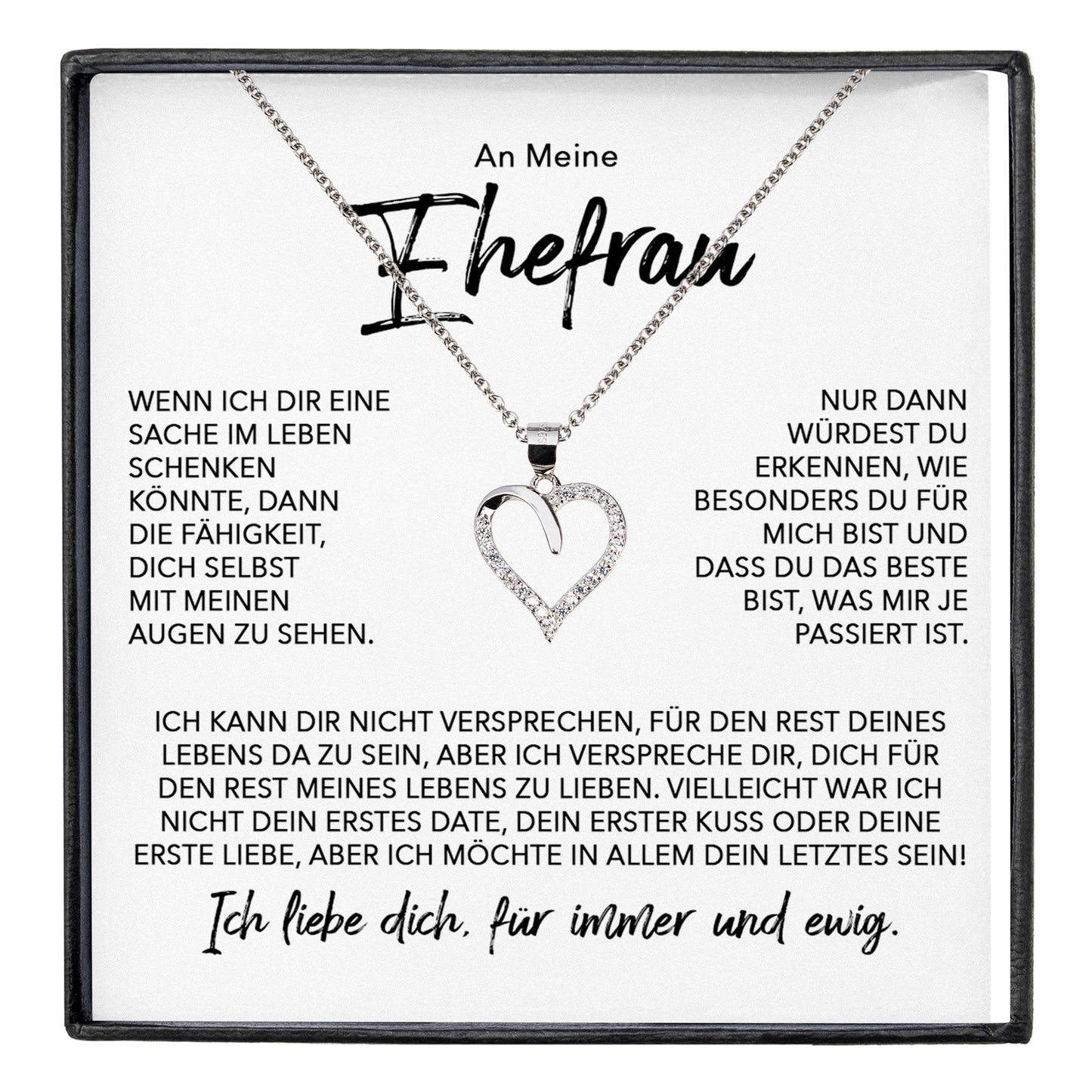 22Feels® Ehefrau Geschenk Ich Liebe Dich Schmuck Silber 925/000 Frauen Herz Halskette Valentinstag Schatz Hochzeitstag Damen Collier Ehejubiläum-Schmuck mit Botschaftskarte - Herz21-22Feels