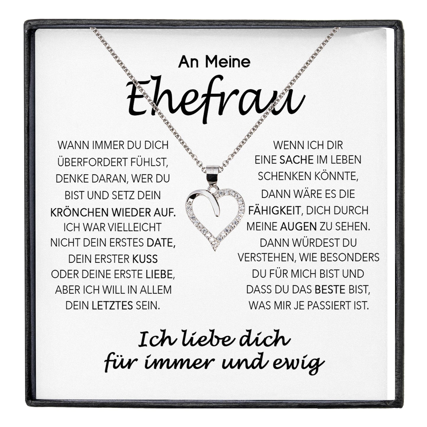 22Feels® Ehefrau Geschenk Ich Liebe Dich Schmuck Silber 925/000 Frauen Herz Halskette Valentinstag Schatz Hochzeitstag Damen Collier Ehejubiläum-Schmuck mit Botschaftskarte - Herz21-22Feels