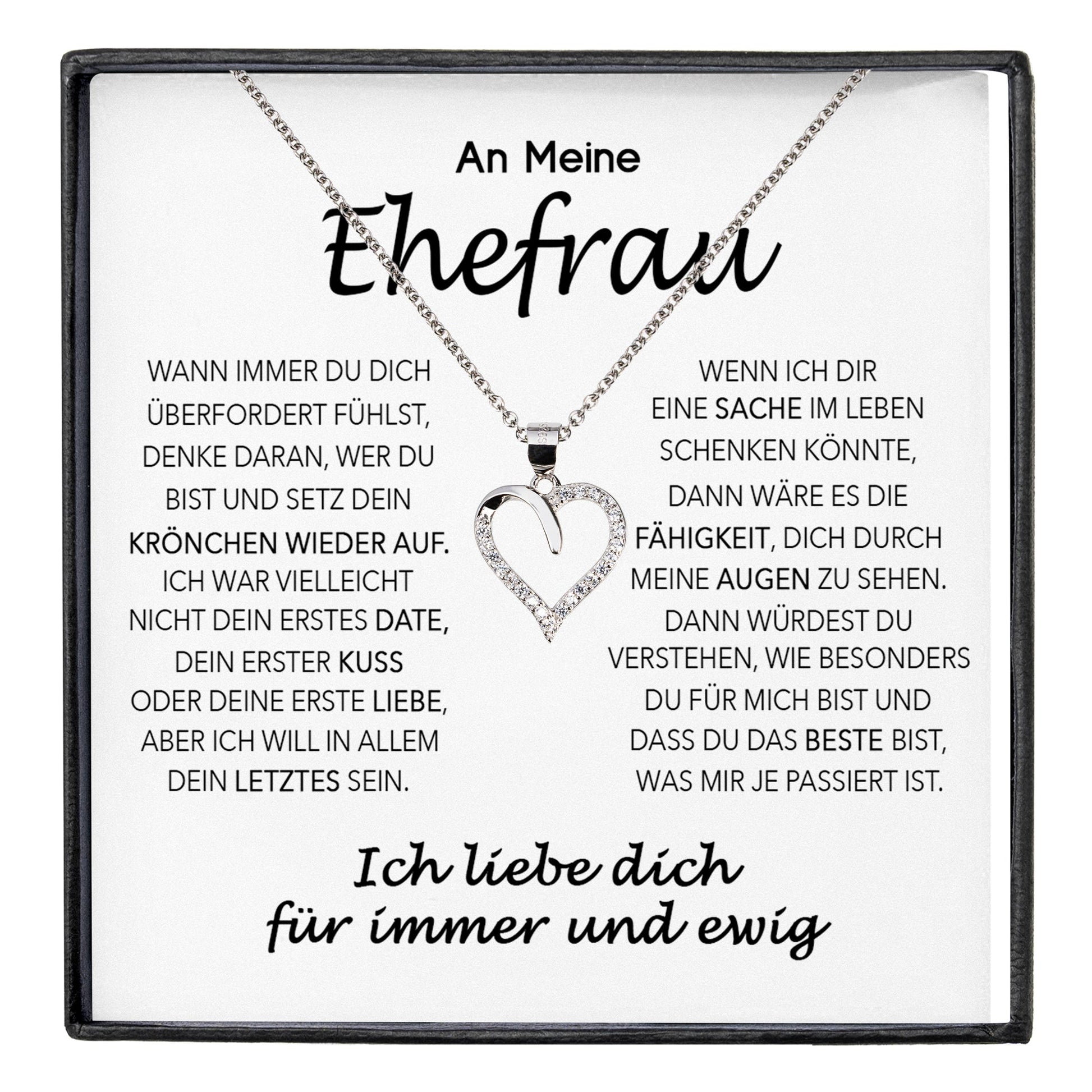 22Feels® Ehefrau Geschenk Ich Liebe Dich Schmuck Silber 925/000 Frauen Herz Halskette Valentinstag Schatz Hochzeitstag Damen Collier Ehejubiläum-Schmuck mit Botschaftskarte - Herz21-22Feels