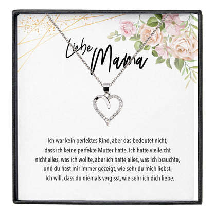 22Feels® Liebe Mama Geschenk Silber 925/000 Herz Halskette Muttertag Frauen Schmuck mit Karte Mutter Geburtstag Weihnachten Damen Collier Eltern-Schmuck mit Botschaftskarte - Herz21-22Feels