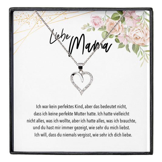 22Feels® Liebe Mama Geschenk Silber 925/000 Herz Halskette Muttertag Frauen Schmuck mit Karte Mutter Geburtstag Weihnachten Damen Collier Eltern-Schmuck mit Botschaftskarte - Herz21-22Feels