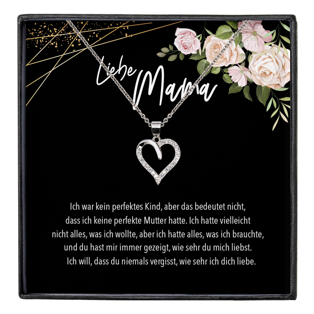 22Feels® Liebe Mama Geschenk Silber 925/000 Herz Halskette Muttertag Frauen Schmuck mit Karte Mutter Geburtstag Weihnachten Damen Collier Eltern-Schmuck mit Botschaftskarte - Herz21-22Feels