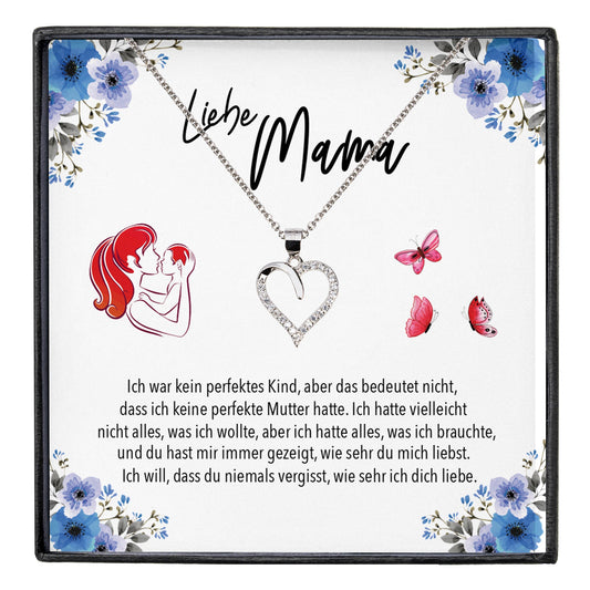 22Feels® Liebe Mama Geschenk Silber 925/000 Herz Halskette Muttertag Frauen Schmuck mit Karte Mutter Geburtstag Weihnachten Damen Collier Eltern-Schmuck mit Botschaftskarte - Herz21-22Feels