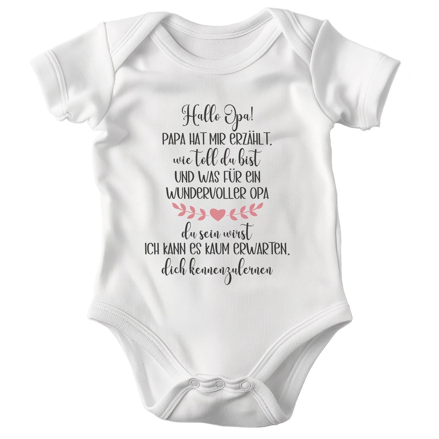 Unisex Babybody Hallo Opa Kurzarm BIO-Baumwolle Weiss Strampler Babyparty Geschenk Babshower Schlupfkragen Weicher Einteiler für Neugeborene Babys-Baby Body-22Feels