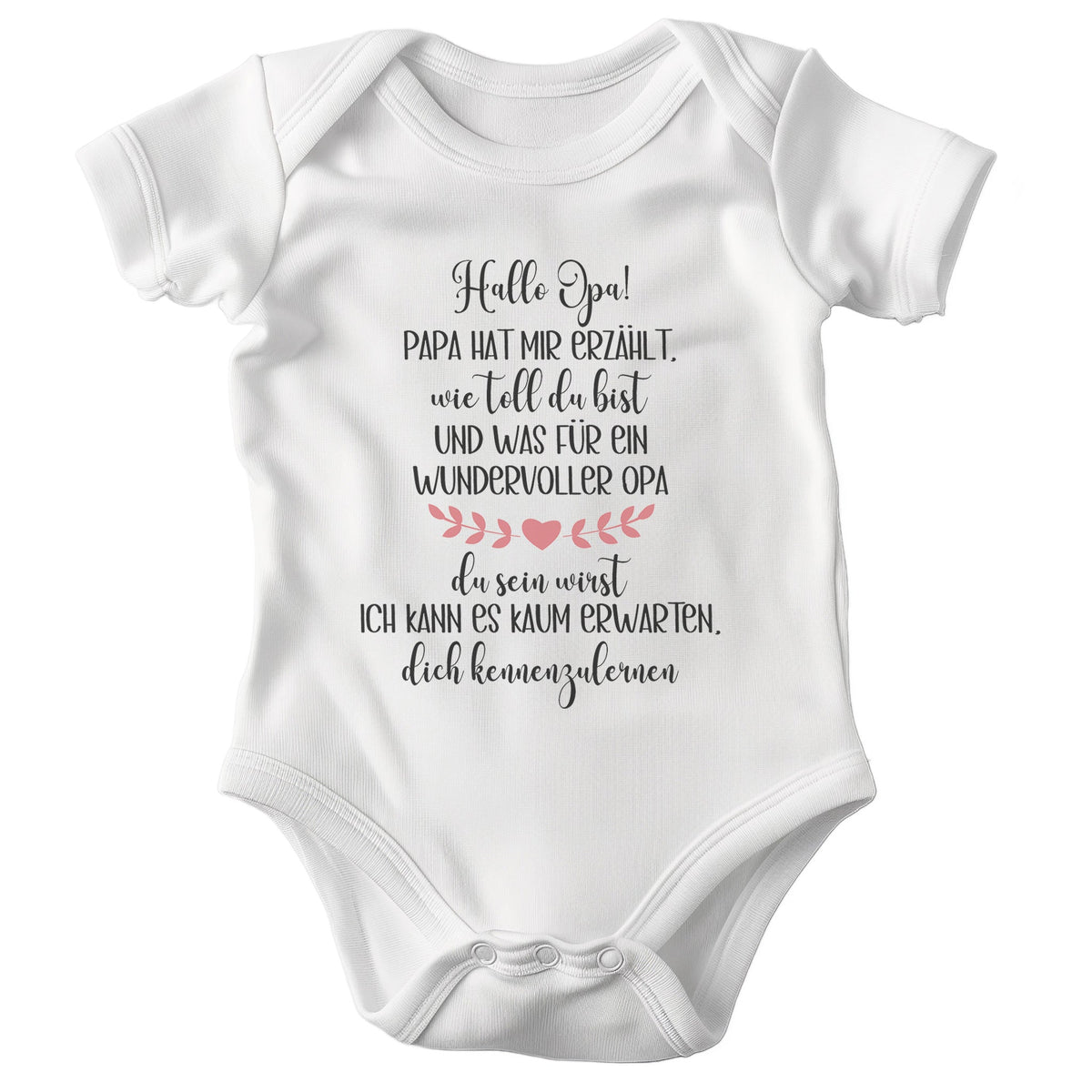 Unisex Babybody Hallo Opa Kurzarm BIO-Baumwolle Weiss Strampler Babyparty Geschenk Babshower Schlupfkragen Weicher Einteiler für Neugeborene Babys-Baby Body-22Feels