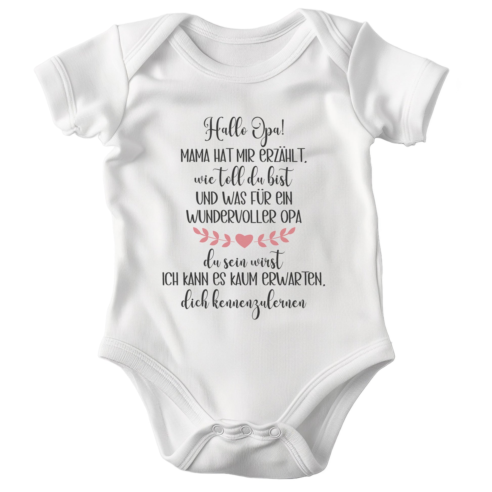 Unisex Babybody Hallo Opa Kurzarm BIO-Baumwolle Weiss Strampler Babyparty Geschenk Babshower Schlupfkragen Weicher Einteiler für Neugeborene Babys-Baby Body-22Feels