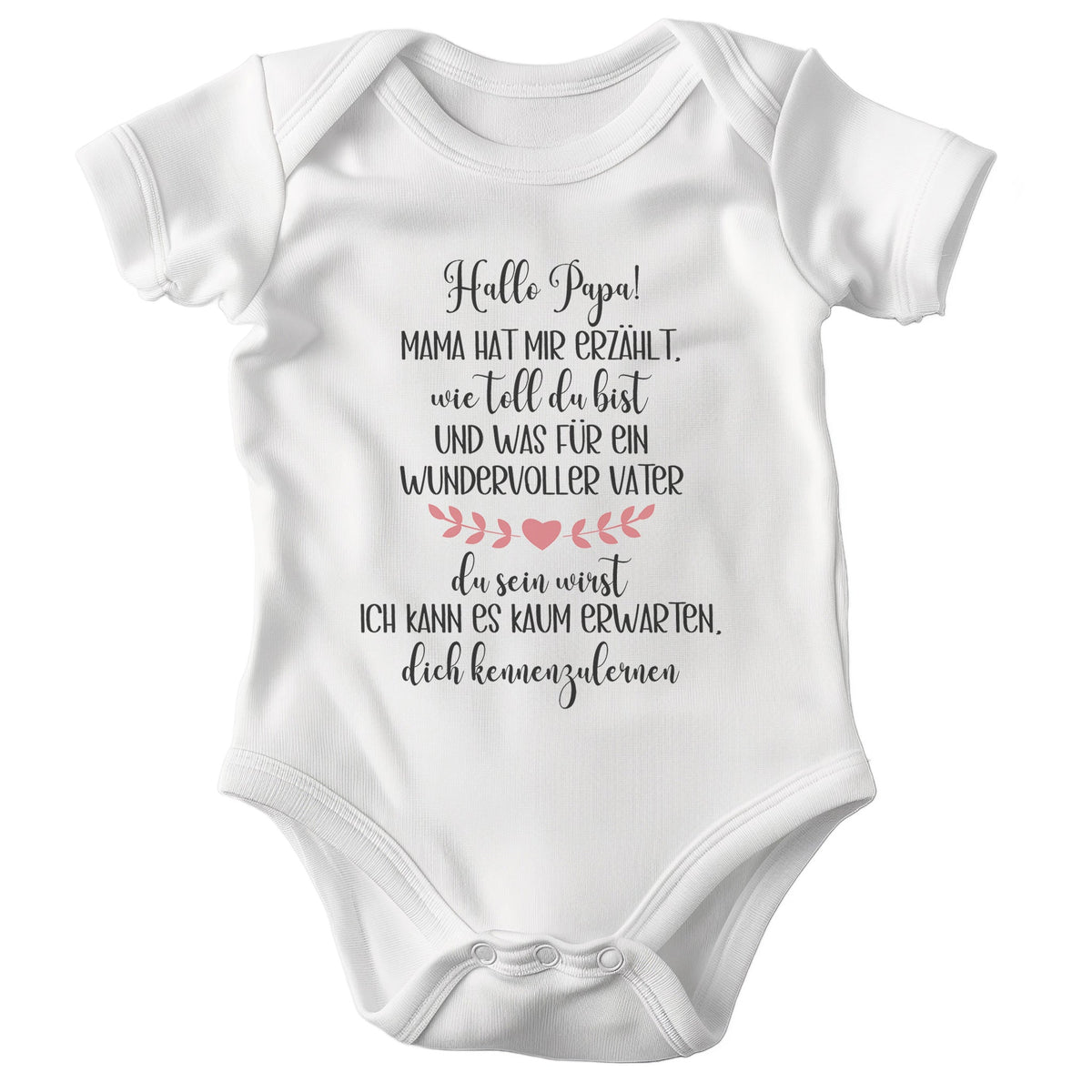 Unisex Babybody Hallo Papa Kurzarm BIO-Baumwolle Weiss Strampler Babyparty Geschenk Babshower Schlupfkragen Weicher Einteiler für Neugeborene Babys-Baby Body-22Feels
