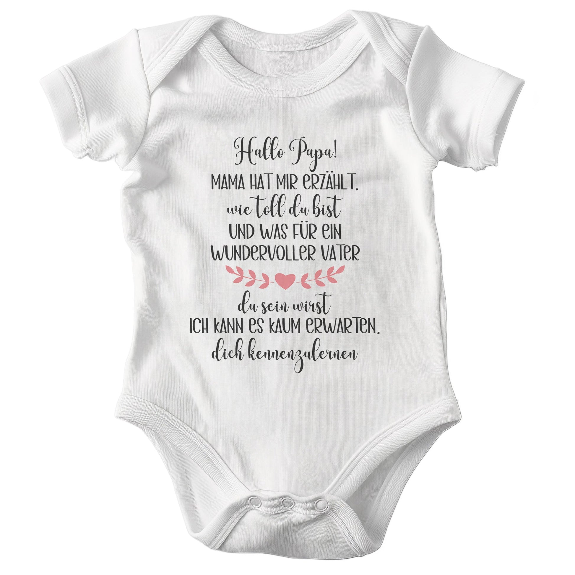 Unisex Babybody Hallo Papa Kurzarm BIO-Baumwolle Weiss Strampler Babyparty Geschenk Babshower Schlupfkragen Weicher Einteiler für Neugeborene Babys-Baby Body-22Feels