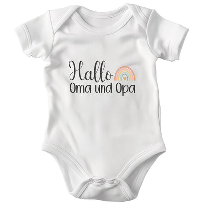 Unisex Babybody Oma Opa Kurzarm BIO-Baumwolle Weiss Strampler Babyparty Geschenk Babshower Schlupfkragen Weicher Einteiler für Neugeborene Babys-Baby Body-22Feels