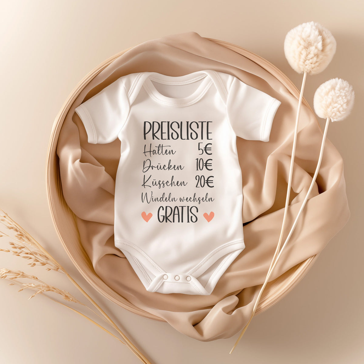 Unisex Babybody Lustig Preisliste Kurzarm BIO-Baumwolle Weiss Strampler Babyparty Geschenk Babshower Schlupfkragen Weicher Einteiler für Neugeborene Babys-Baby Body-22Feels