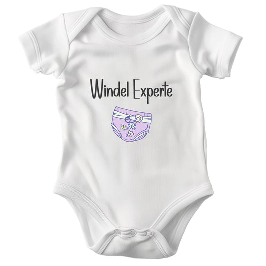 Unisex Babybody Windel Experte Kurzarm BIO-Baumwolle Weiss Strampler Babyparty Geschenk Babshower Schlupfkragen Weicher Einteiler für Neugeborene Babys-Baby Body-22Feels