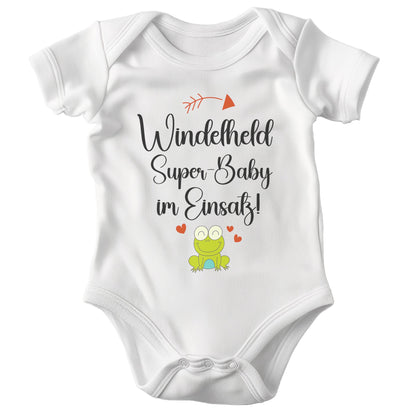 Unisex Babybody Windelheld Kurzarm BIO-Baumwolle Weiss Strampler Babyparty Geschenk Babshower Schlupfkragen Weicher Einteiler für Neugeborene Babys-Baby Body-22Feels