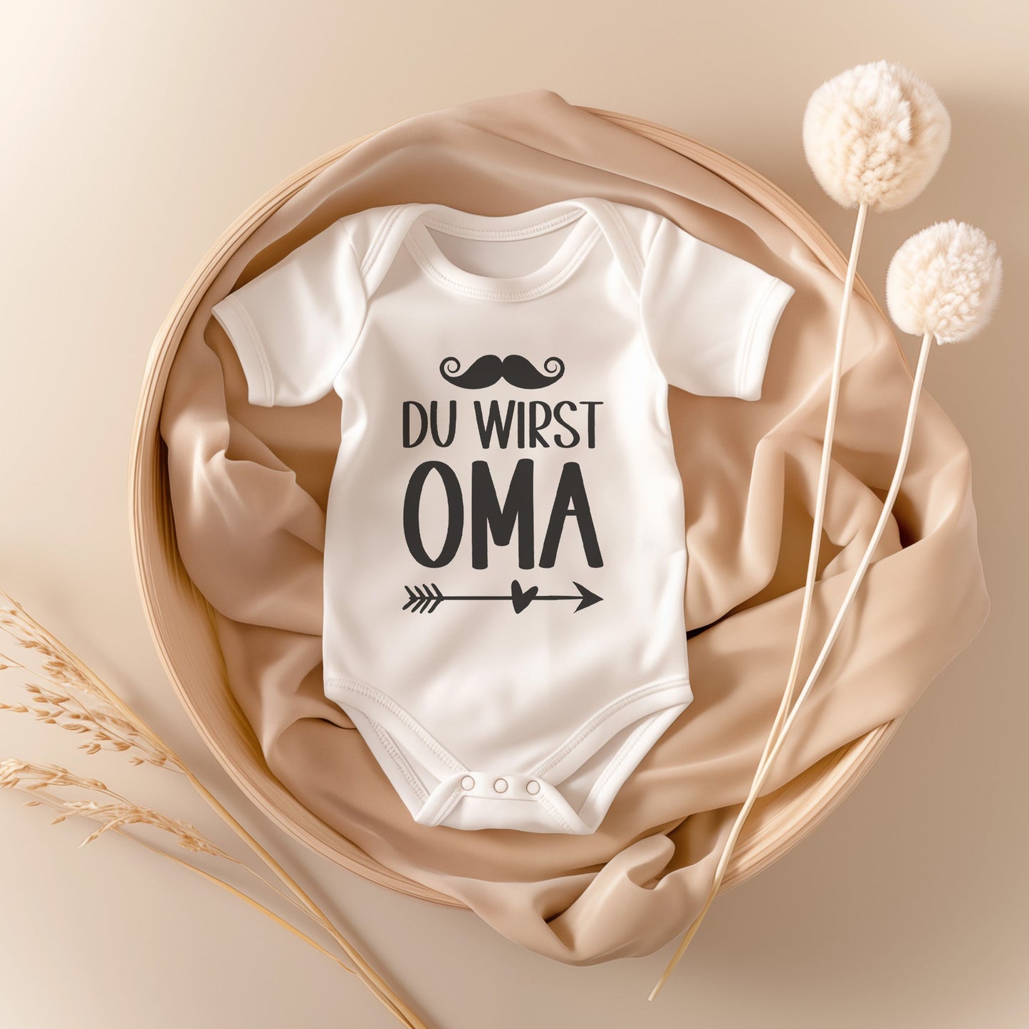 Unisex Babybody Du Wirst Oma Kurzarm BIO-Baumwolle Weiss Strampler Babyparty Geschenk Babshower Schlupfkragen Weicher Einteiler für Neugeborene Babys-Baby Body-22Feels