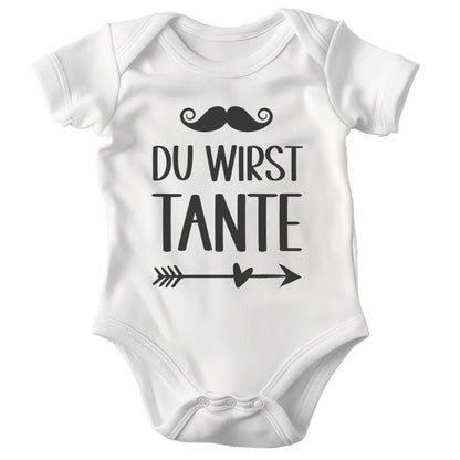 Unisex Babybody Du Wirst Tante Kurzarm BIO-Baumwolle Weiss Strampler Babyparty Geschenk Babshower Schlupfkragen Weicher Einteiler für Neugeborene Babys-Baby Body-22Feels