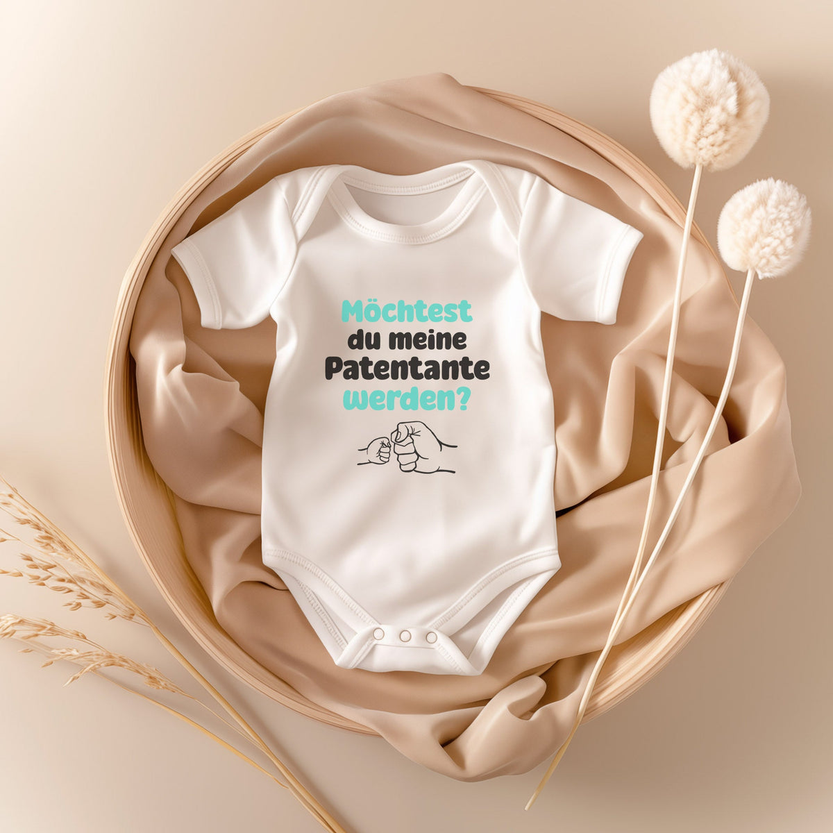 Unisex Babybody Patentante Kurzarm BIO-Baumwolle Weiss Strampler Babyparty Geschenk Babshower Schlupfkragen Weicher Einteiler für Neugeborene Babys-Baby Body-22Feels