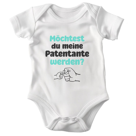 Unisex Babybody Patentante Kurzarm BIO-Baumwolle Weiss Strampler Babyparty Geschenk Babshower Schlupfkragen Weicher Einteiler für Neugeborene Babys-Baby Body-22Feels