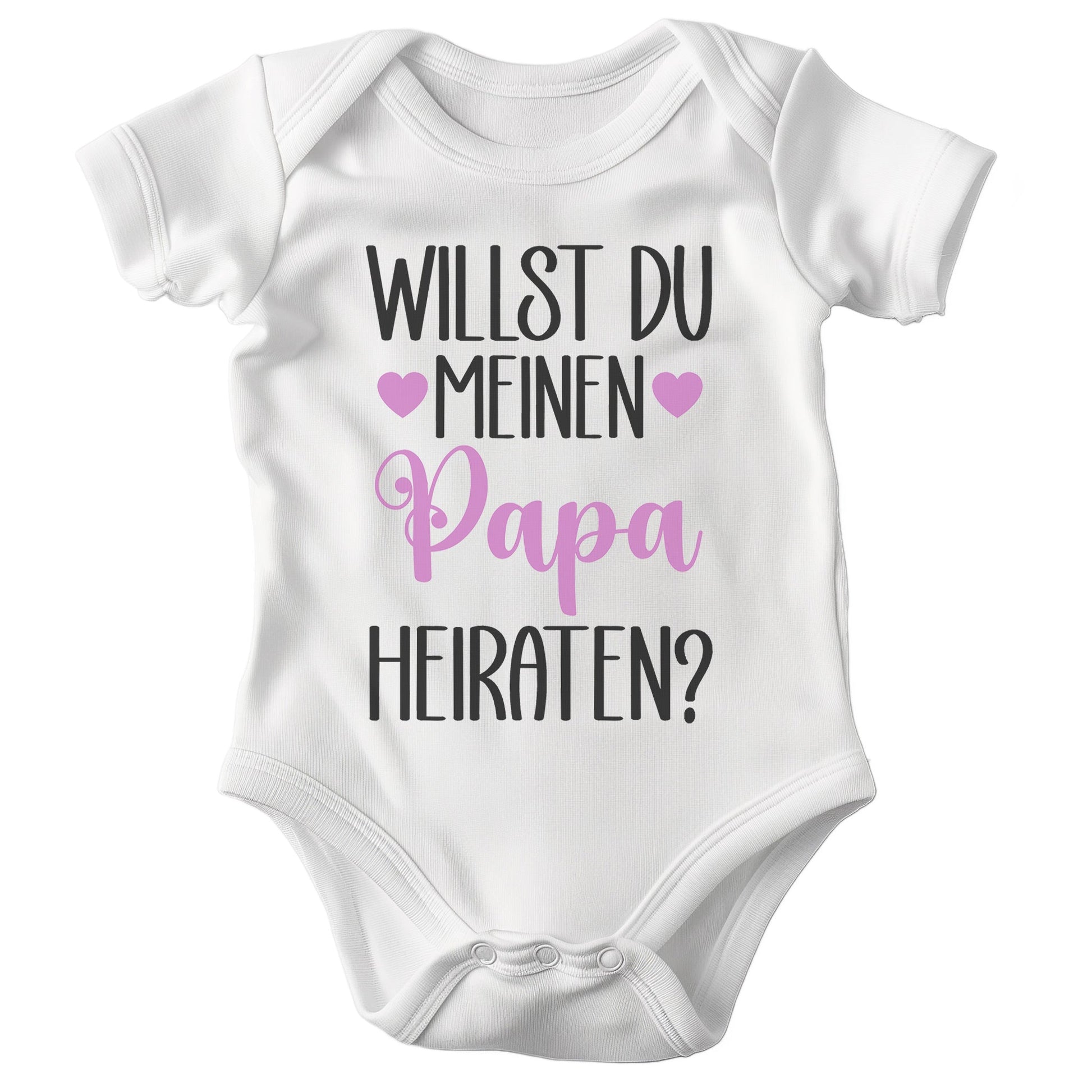 Mädchen Babybody Willst du meinen Papa heiraten? Kurzarm BIO-Baumwolle Weiss Strampler Babyparty Geschenk Babshower Schlupfkragen Weicher Einteiler für Neugeborene Babys-Baby Body-22Feels