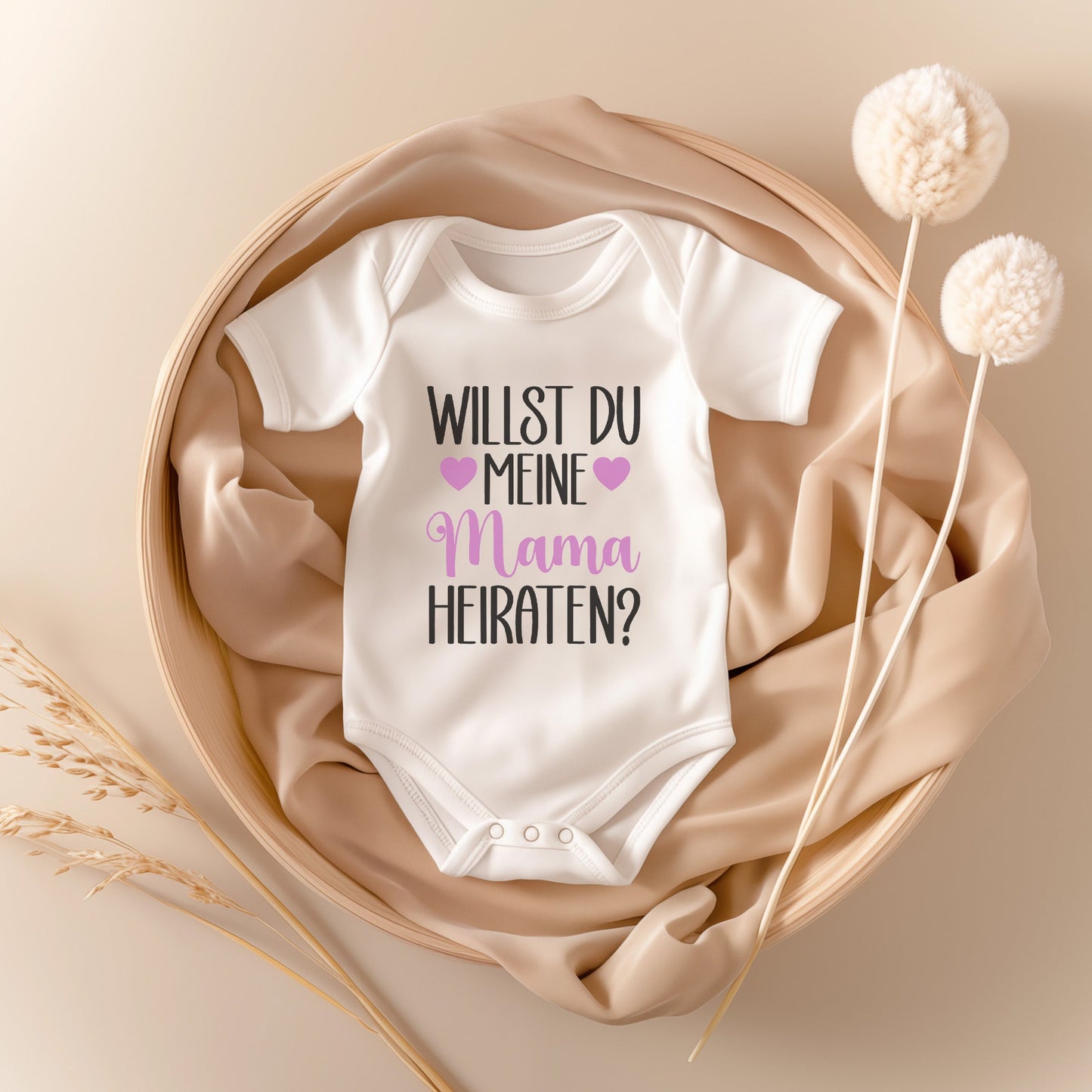 Mädchen Babybody Kurzarm Willst du meine Mama heiraten? BIO-Baumwolle Weiss Strampler Babyparty Geschenk Babshower Schlupfkragen Weicher Einteiler für Neugeborene Babys-Baby Body-22Feels
