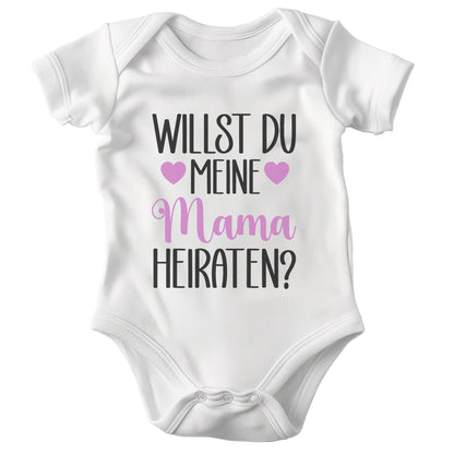 Mädchen Babybody Kurzarm Willst du meine Mama heiraten? BIO-Baumwolle Weiss Strampler Babyparty Geschenk Babshower Schlupfkragen Weicher Einteiler für Neugeborene Babys-Baby Body-22Feels