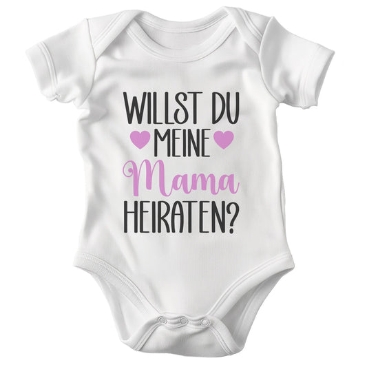 Mädchen Babybody Kurzarm Willst du meine Mama heiraten? BIO-Baumwolle Weiss Strampler Babyparty Geschenk Babshower Schlupfkragen Weicher Einteiler für Neugeborene Babys-Baby Body-22Feels