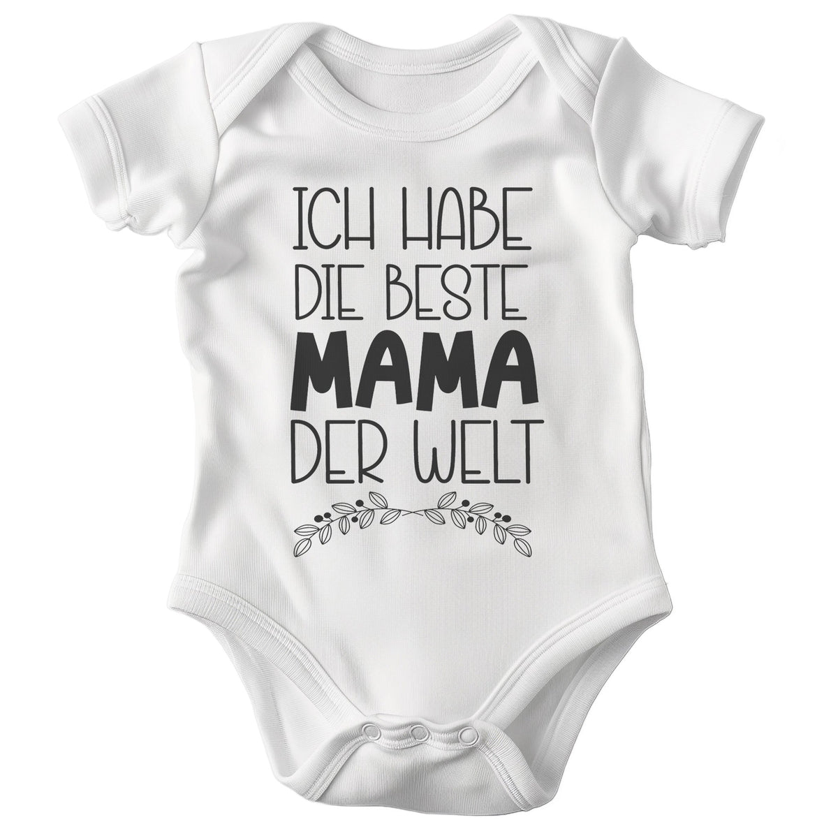 Unisex Babybody Kurzarm Beste Mama der Welt BIO-Baumwolle Weiss Strampler Babyparty Geschenk Babshower Schlupfkragen Weicher Einteiler für Neugeborene Babys-Baby Body-22Feels