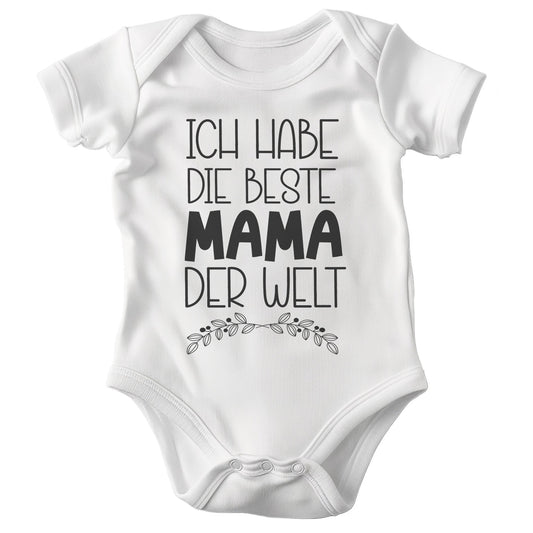 Unisex Babybody Kurzarm Beste Mama der Welt BIO-Baumwolle Weiss Strampler Babyparty Geschenk Babshower Schlupfkragen Weicher Einteiler für Neugeborene Babys-Baby Body-22Feels
