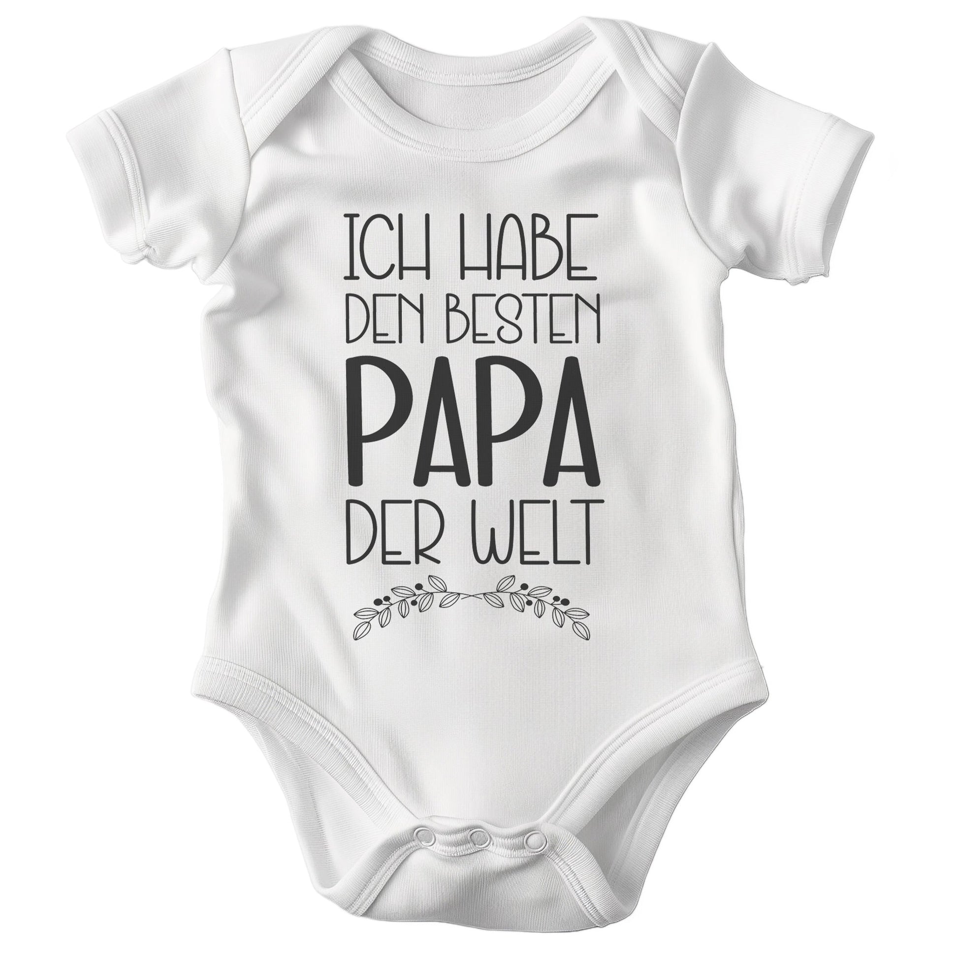 Unisex Babybody Kurzarm Bester Papa der Welt BIO-Baumwolle Weiss Strampler Babyparty Geschenk Babshower Schlupfkragen Weicher Einteiler für Neugeborene Babys-Baby Body-22Feels