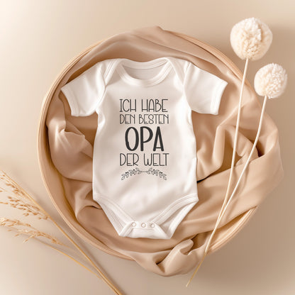Unisex Babybody Kurzarm Opa BIO-Baumwolle Weiss Strampler Babyparty Geschenk Babshower Schlupfkragen Weicher Einteiler für Neugeborene Babys-Baby Body-22Feels