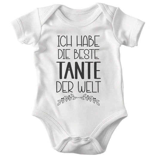 Unisex Babybody Kurzarm Tante BIO-Baumwolle Weiss Strampler Babyparty Geschenk Babshower Schlupfkragen Weicher Einteiler für Neugeborene Babys-Baby Body-22Feels