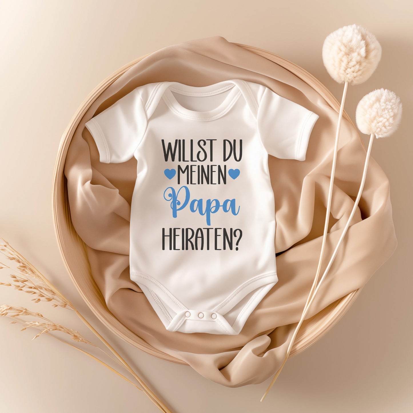 Unisex Babybody Kurzarm Willst du meinen Papa heiraten BIO-Baumwolle Weiss Strampler Babyparty Geschenk Babshower Schlupfkragen Weicher Einteiler für Neugeborene Babys-Baby Body-22Feels