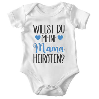 Unisex Babybody Kurzarm Willst du meine Mama heiraten BIO-Baumwolle Weiss Strampler Babyparty Geschenk Babshower Schlupfkragen Weicher Einteiler für Neugeborene Babys-Baby Body-22Feels