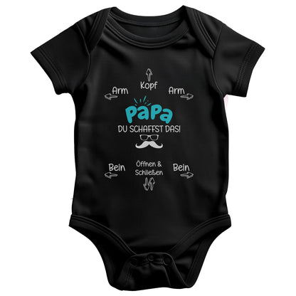 Unisex Babybody Kurzarm Papa Du Schaffst Das BIO-Baumwolle Schwarz Strampler Babyparty Geschenk Babshower Schlupfkragen Weicher Einteiler für Neugeborene Babys-Baby Body-22Feels