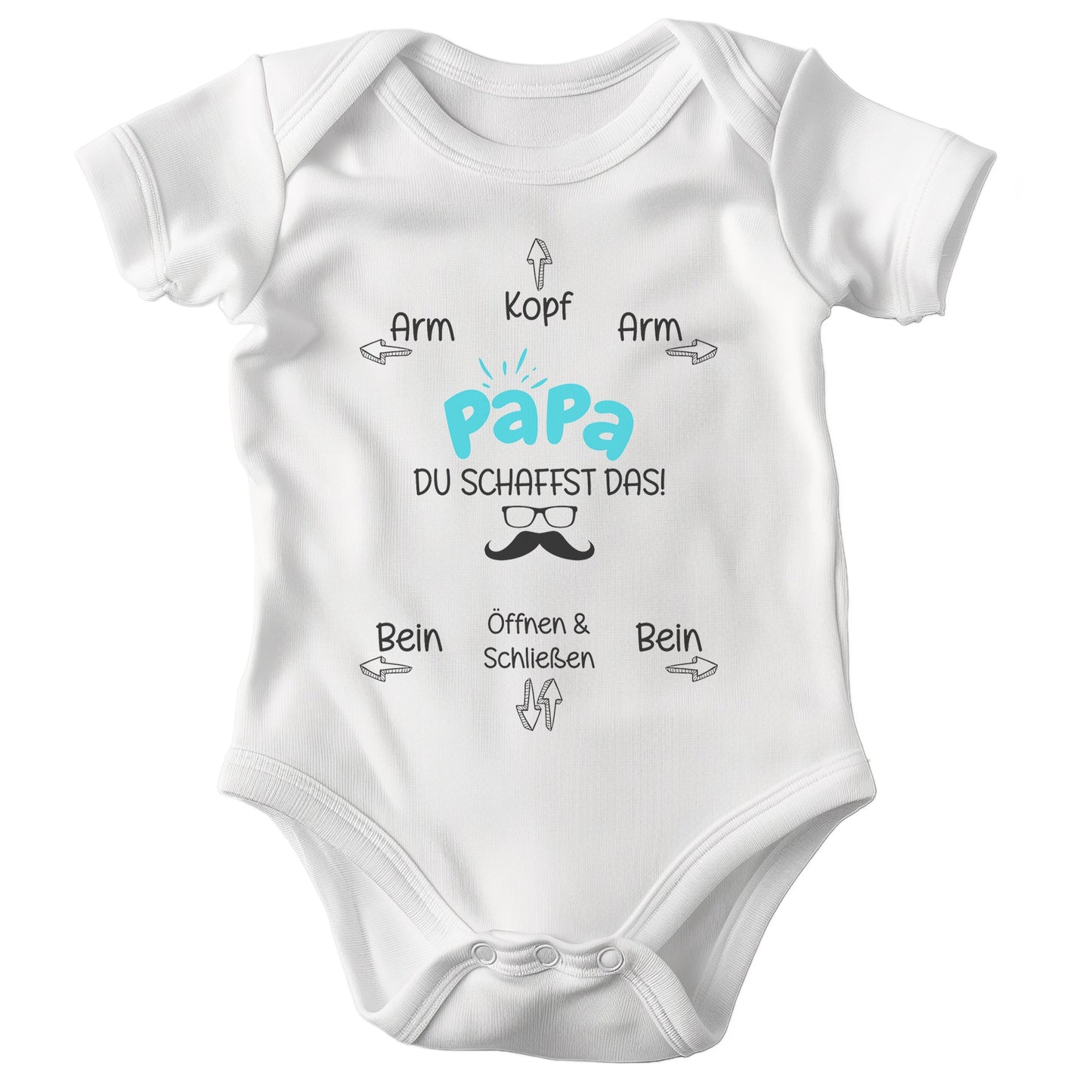 Unisex Babybody Kurzarm Papa Du Schaffst Das BIO-Baumwolle Weiss Strampler Babyparty Geschenk Babshower Schlupfkragen Weicher Einteiler für Neugeborene Babys-Baby Body-22Feels