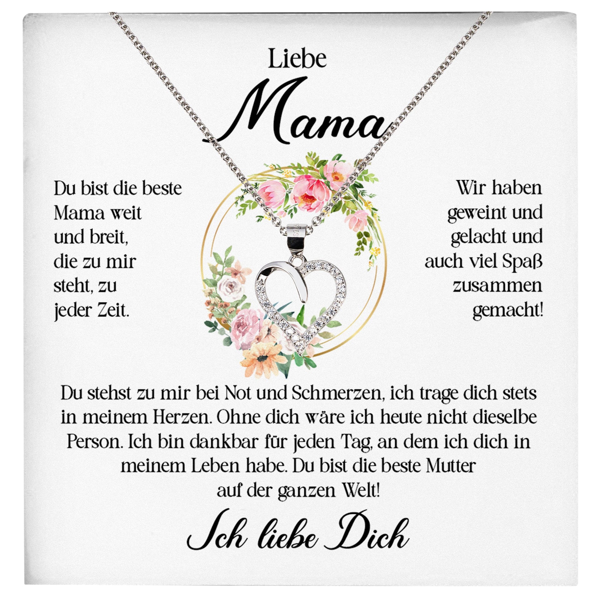22Feels® Liebe Mama Geschenk Muttertag Geburtstag Frauen Schmuck Silber 925/000 Herz Halskette Valentinstag mit Karte Mutter Weihnachten Damen Collier Eltern-Schmuck mit Botschaftskarte - Herz21-22Feels